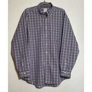 BROOKS BROTHERS Men’s L Supima Cotton Shirt Purple Plaid